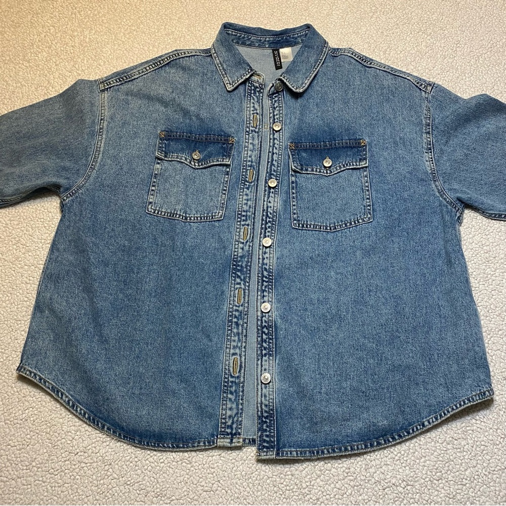 Classic Blue Denim Button-Front Jacket